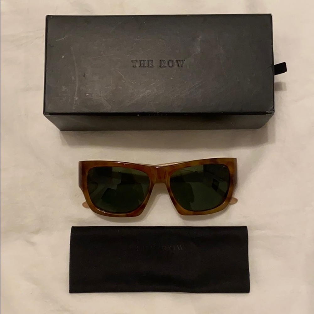 The Row Linda Farrow Sunglasses Tortoise Leather